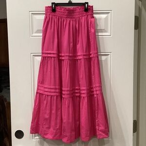 New Eesome A-Line Maxi Skirt Pink Size Large Elastic Waistband/No Zipper